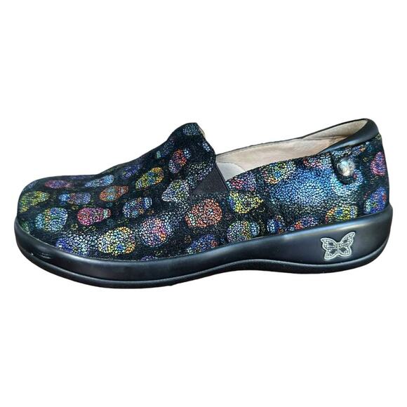 Alegria Keli PRO Sugar Skulls Dottie Slip On Professional Clog Shoes Black 37 - Picture 3 of 13